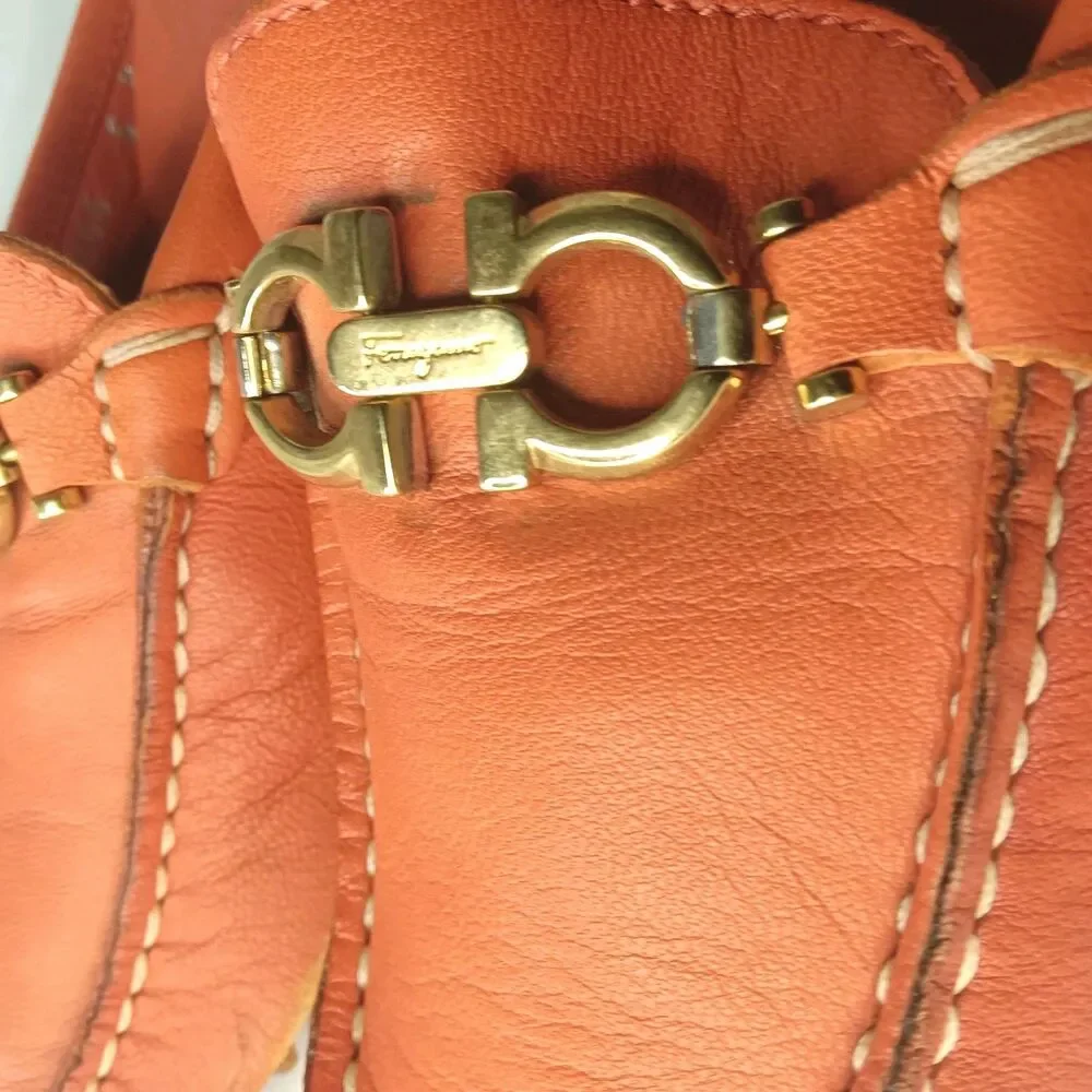 Salvatore Ferragamo Gancini Mule Women's Shoes Size 5 B Burnt Orange